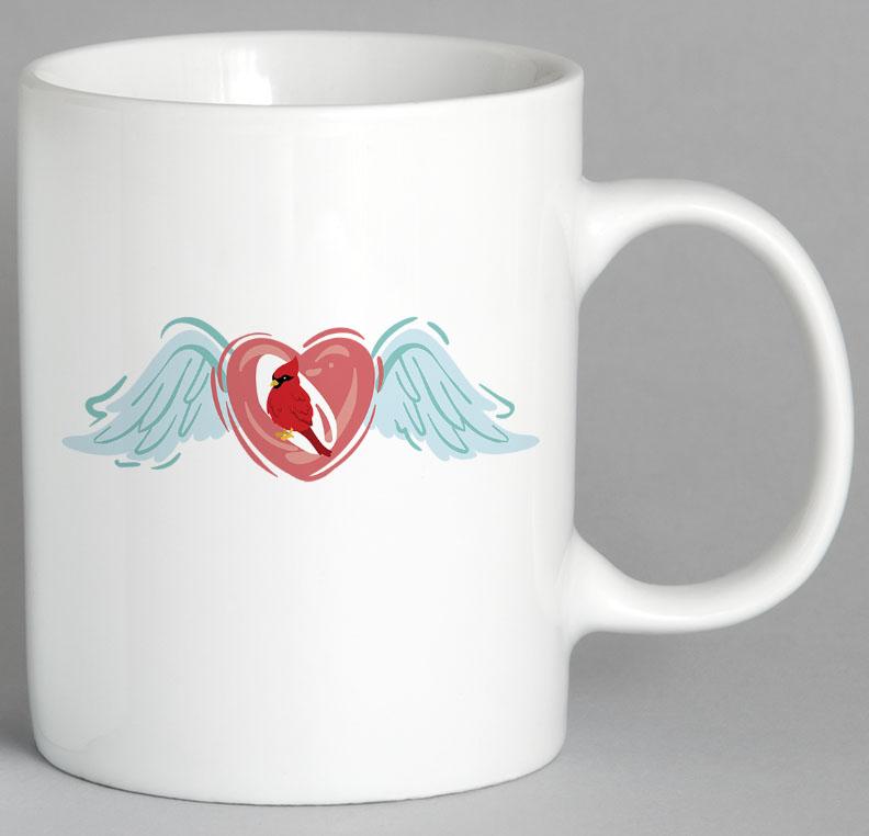 Cardinal Heart With Wings Mug Coffee