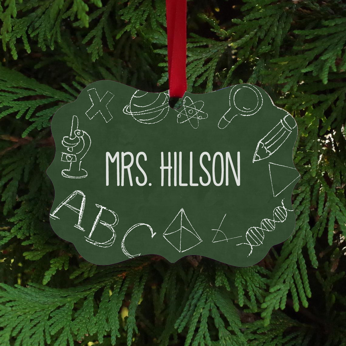 Chalkboard Teacher Christmas Ornament