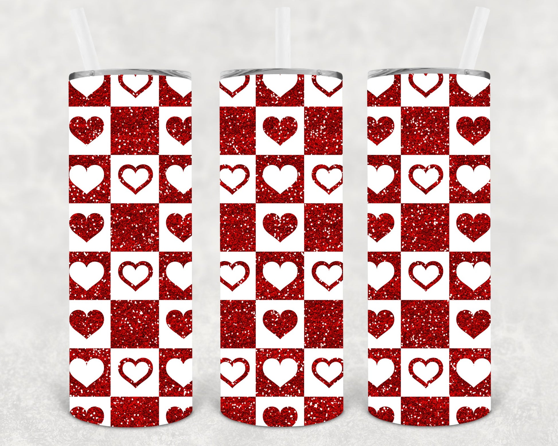 Checkerboard Hearts 20 Oz Skinny Tumbler