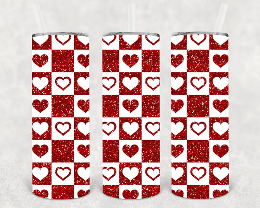 Checkerboard Hearts 20 Oz Skinny Tumbler