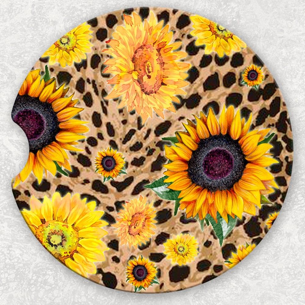 Car Coaster Set - Cheetah Sunflowers