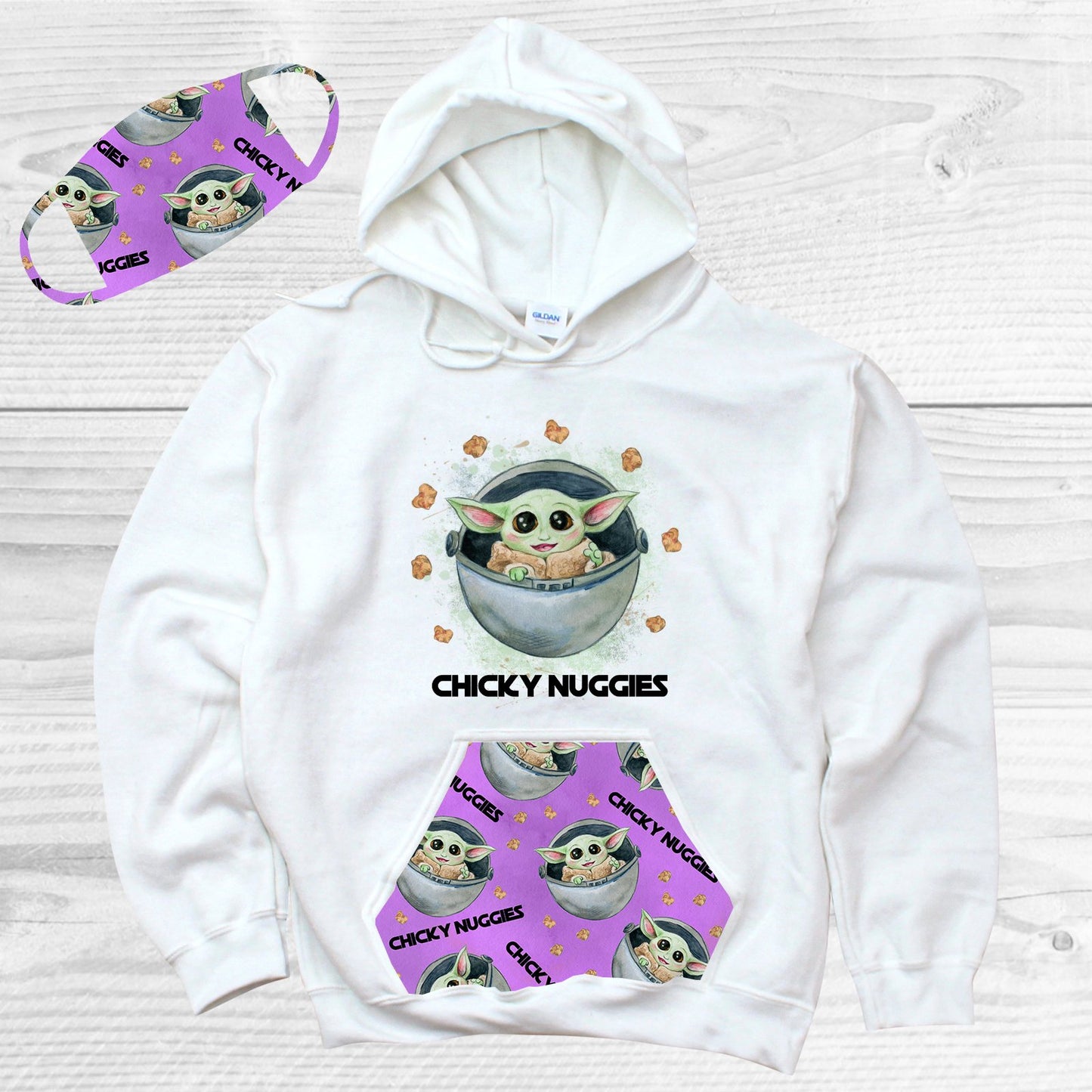 Chicky Nuggies Pattern Pocket Hoodie Graphic Tee