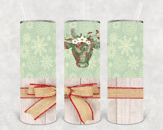 Christmas Cow 20 Oz Skinny Tumbler