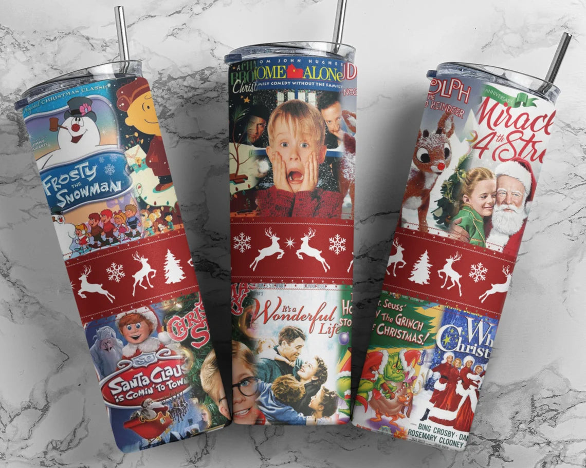 Christmas Movies 20 Oz Skinny Tumbler