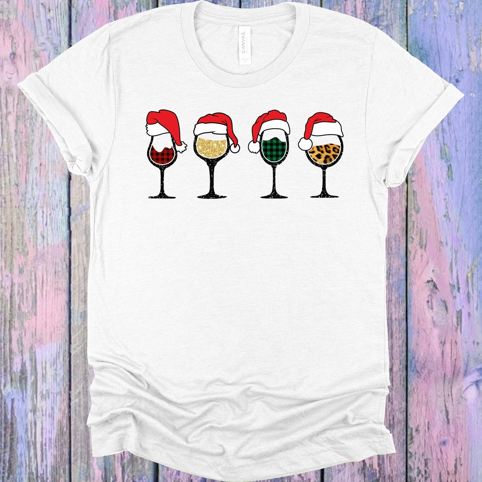 Christmas Wine Glasses Graphic Tee Graphic Tee