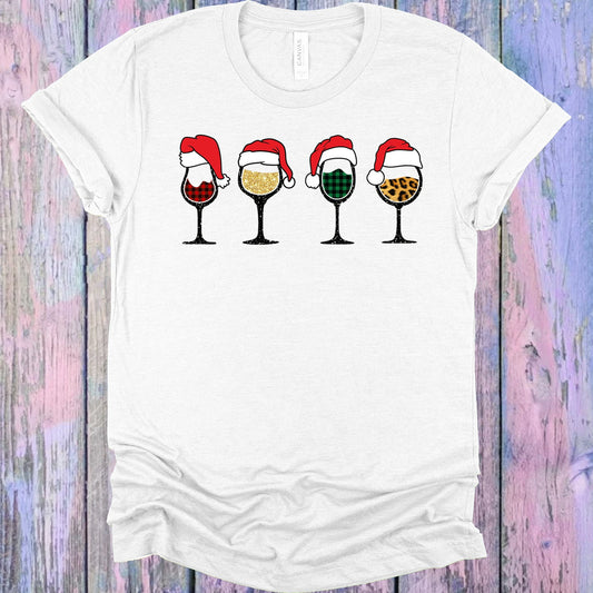 Christmas Wine Glasses Graphic Tee Graphic Tee