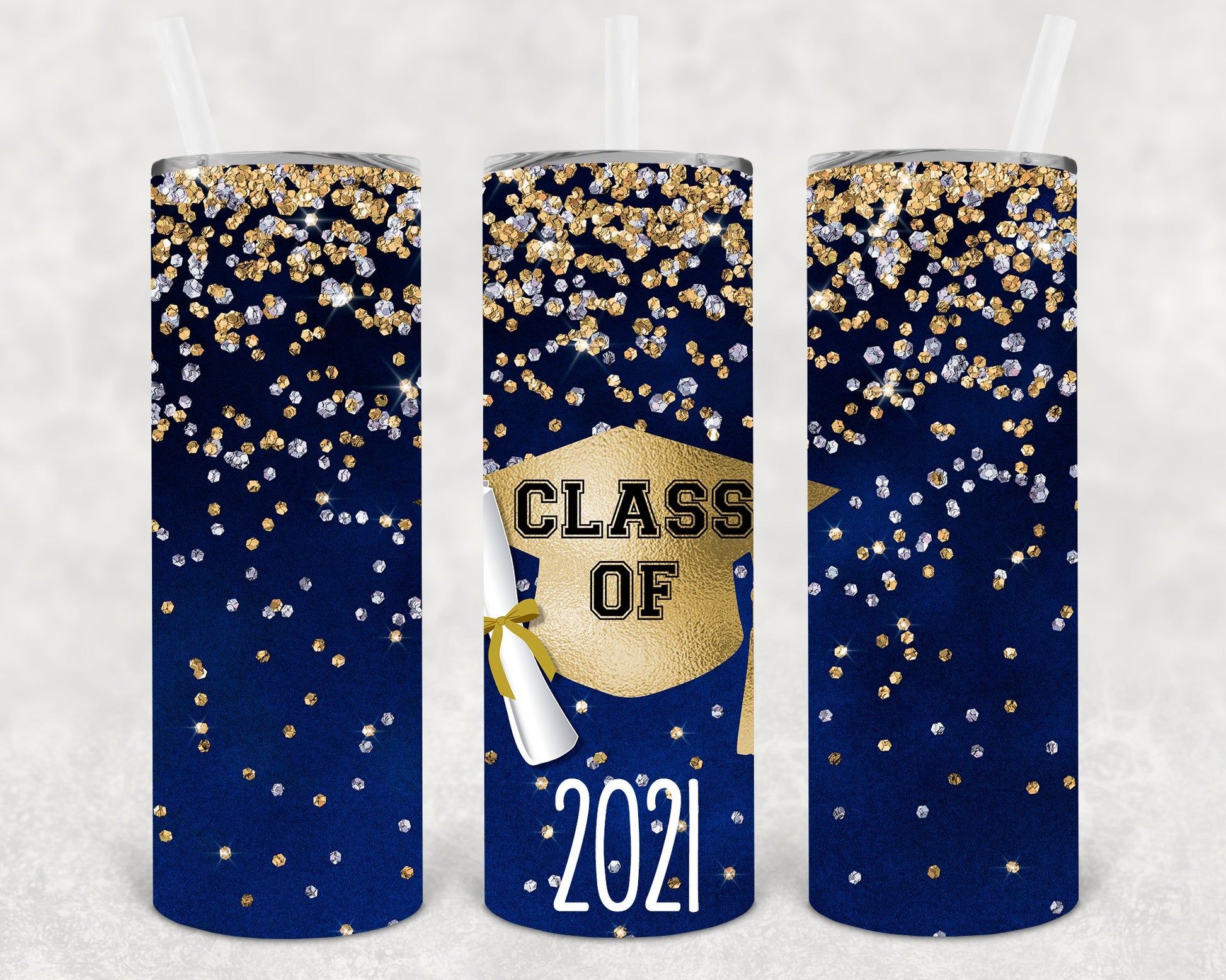 Class Of 2021 Blue 20 Oz Skinny Tumbler