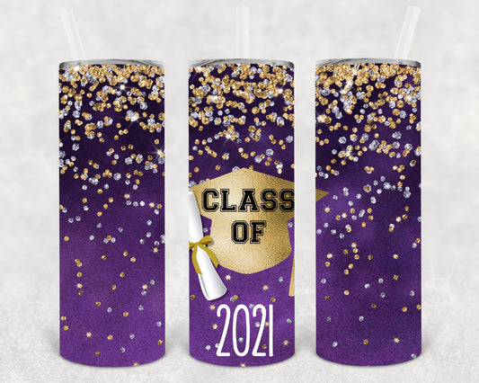 Class Of 2021 Purple 20 Oz Skinny Tumbler