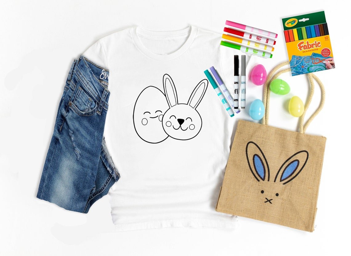 Coloring Tee - Easter Bunny And Egg Graphic Graphic Tee