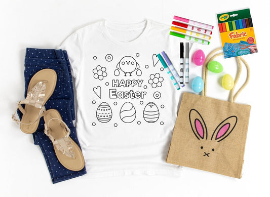 Coloring Tee - Happy Easter Graphic Graphic Tee