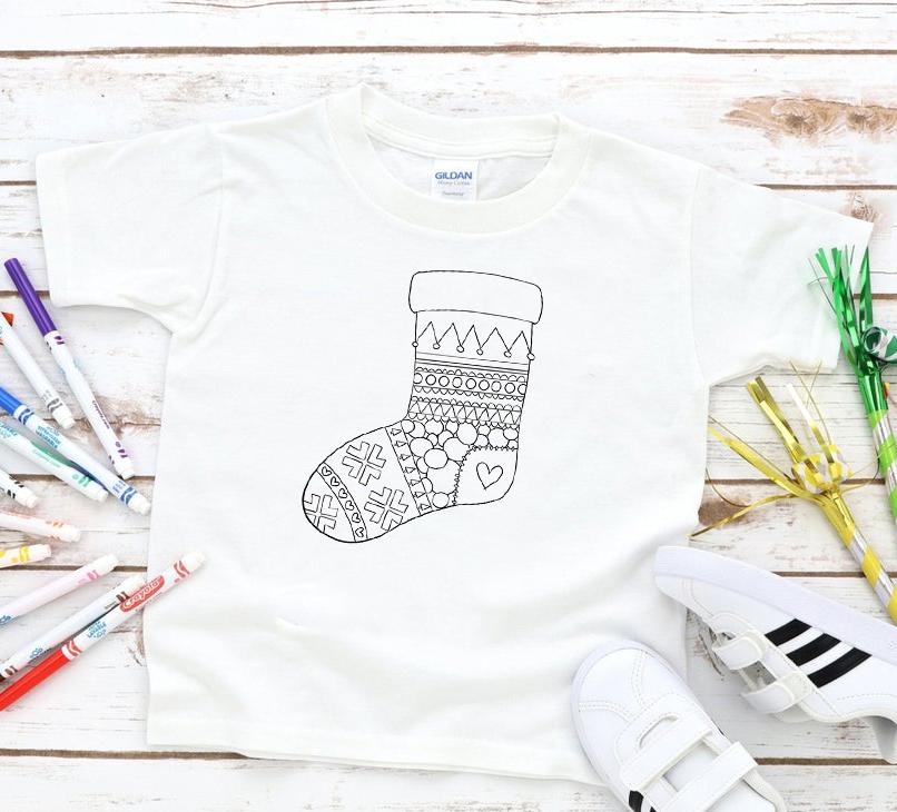 Coloring Tee - Stocking Graphic Graphic Tee
