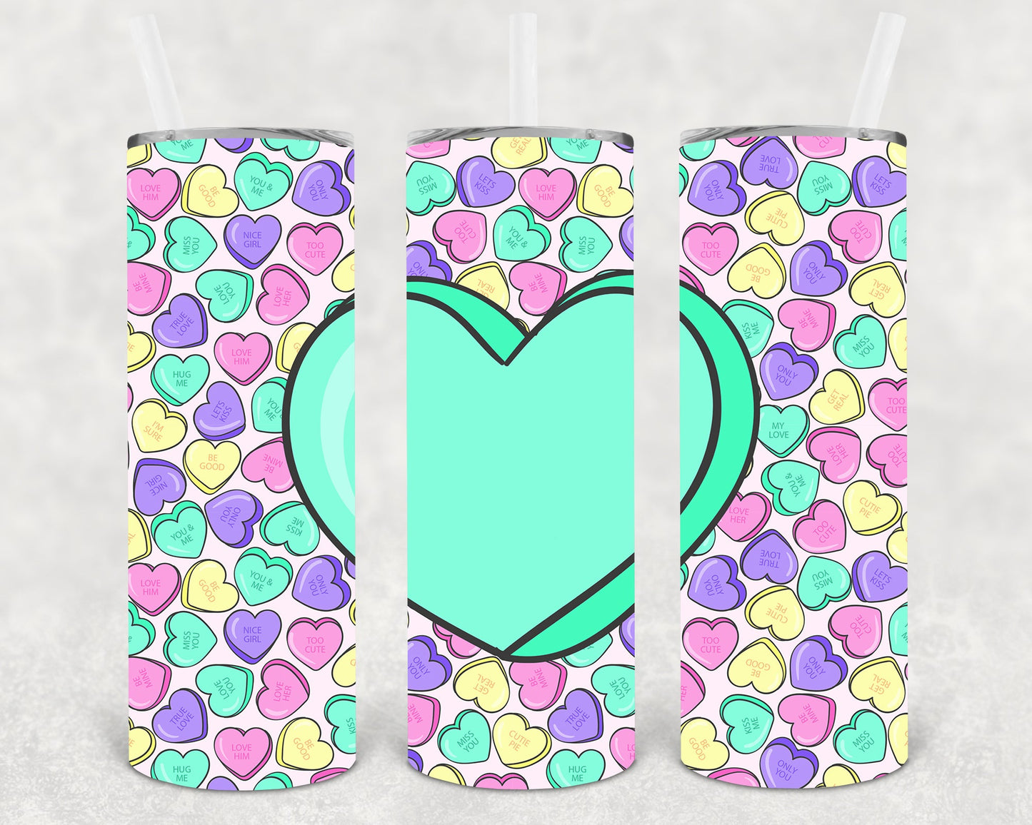 Coversation Hearts 20 Oz Skinny Tumbler