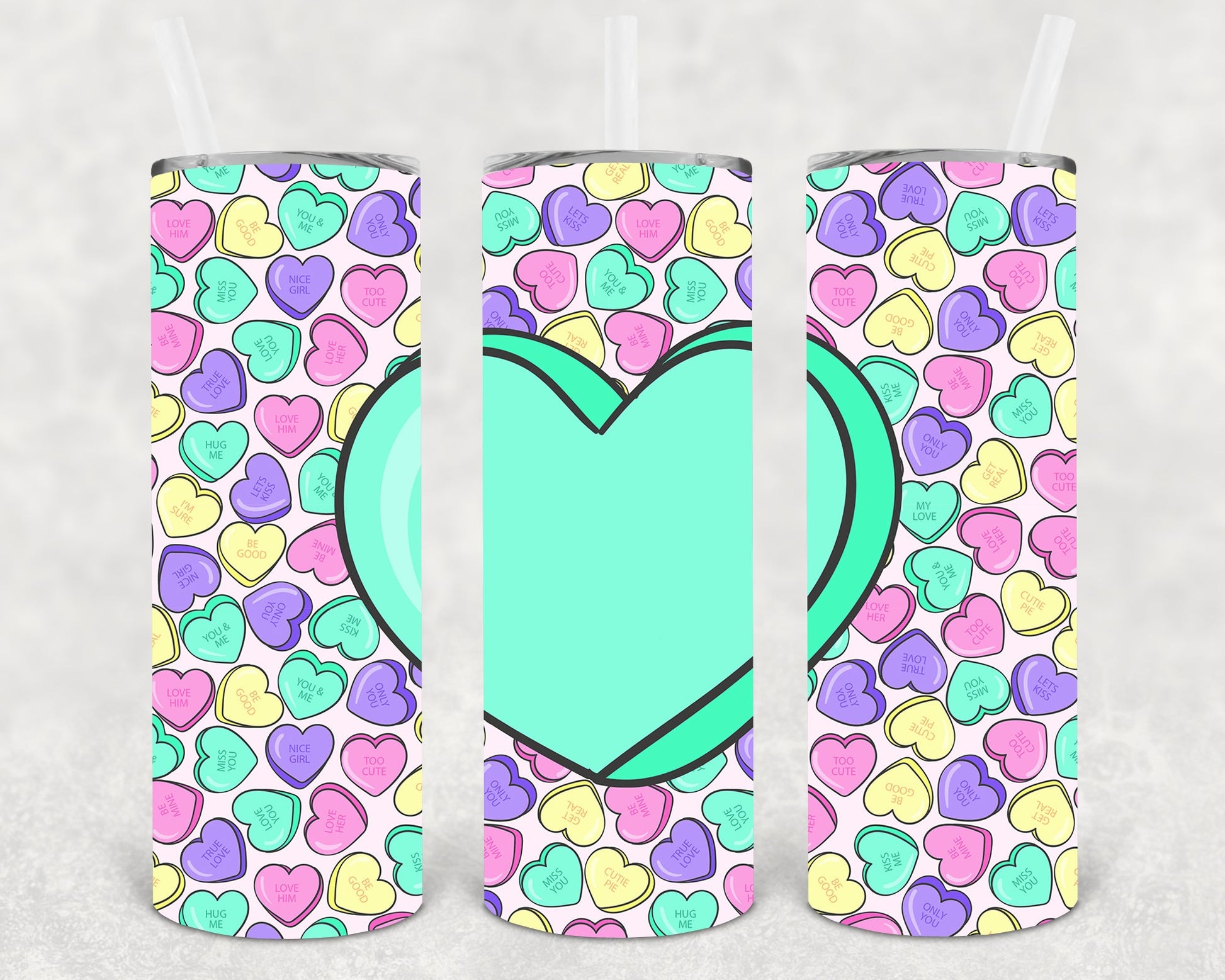 Coversation Hearts 20 Oz Skinny Tumbler