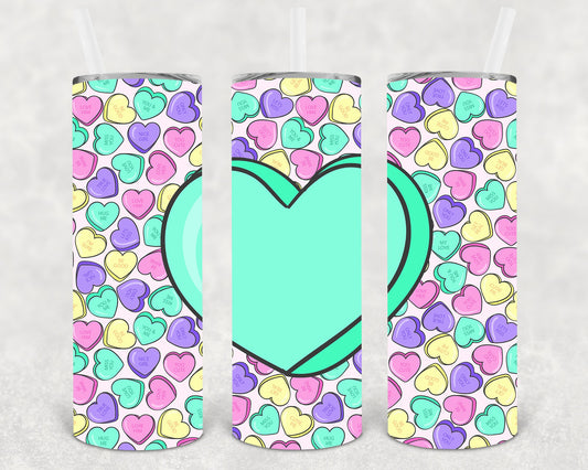 Coversation Hearts 20 Oz Skinny Tumbler