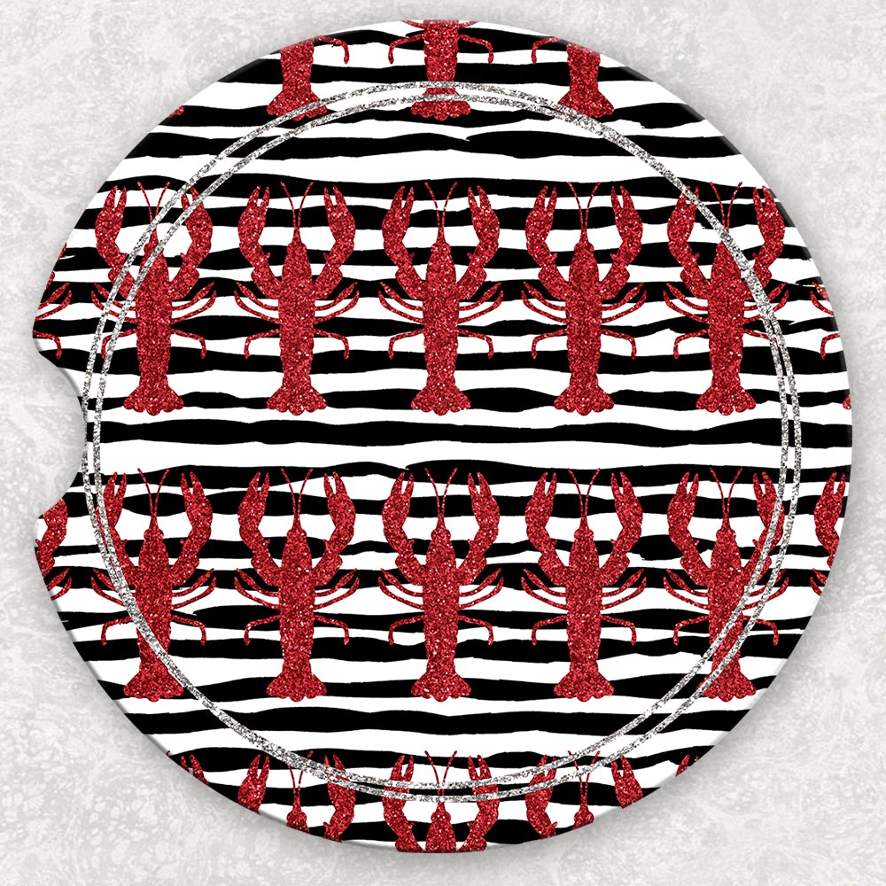 Car Coaster Set - Crawfish And Stripes
