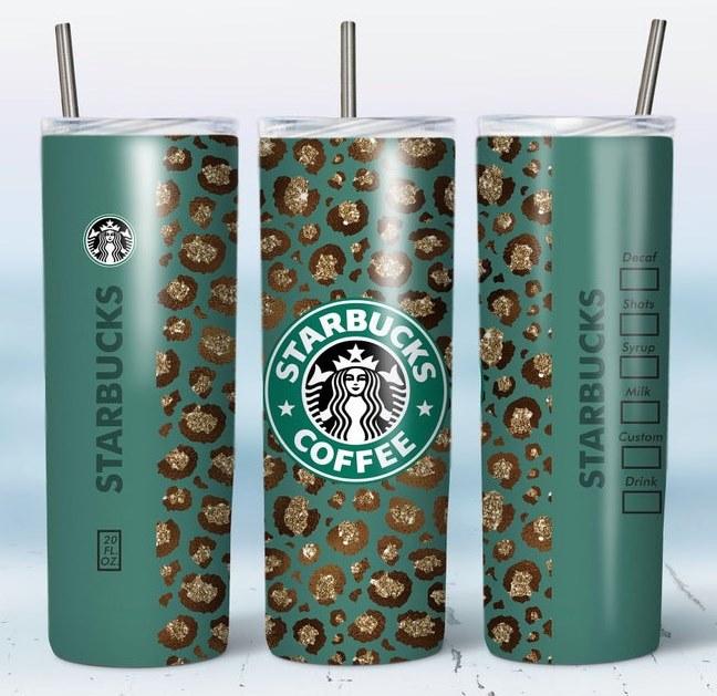 Green Leopard 20 Oz Skinny Tumbler