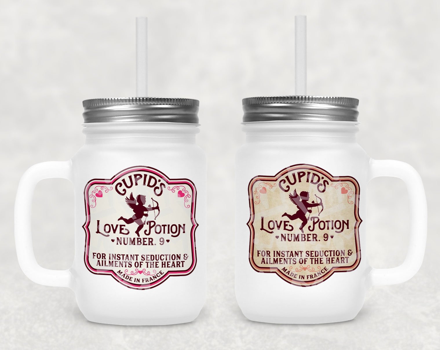 Cupids Love Potion Frosted Mason Jar