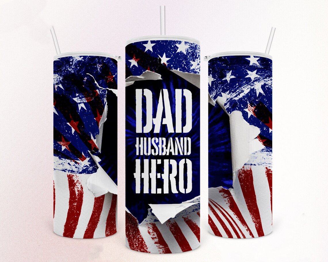 Dad Husband Hero 20 Oz Skinny Tumbler