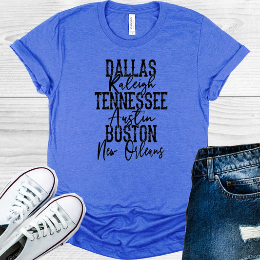 Dallas Raleigh Tennessee Austin Boston New Orleans Graphic Tee Graphic Tee