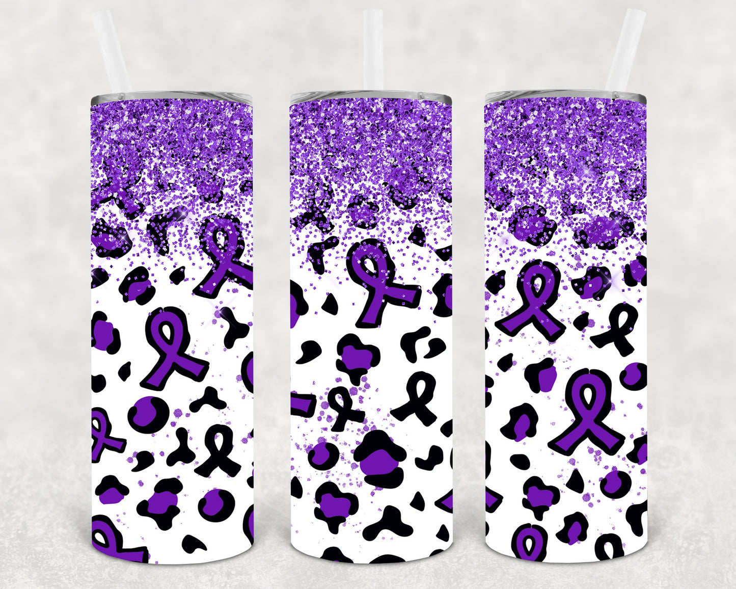 Dark Purple Ribbon 20 Oz Skinny Tumbler