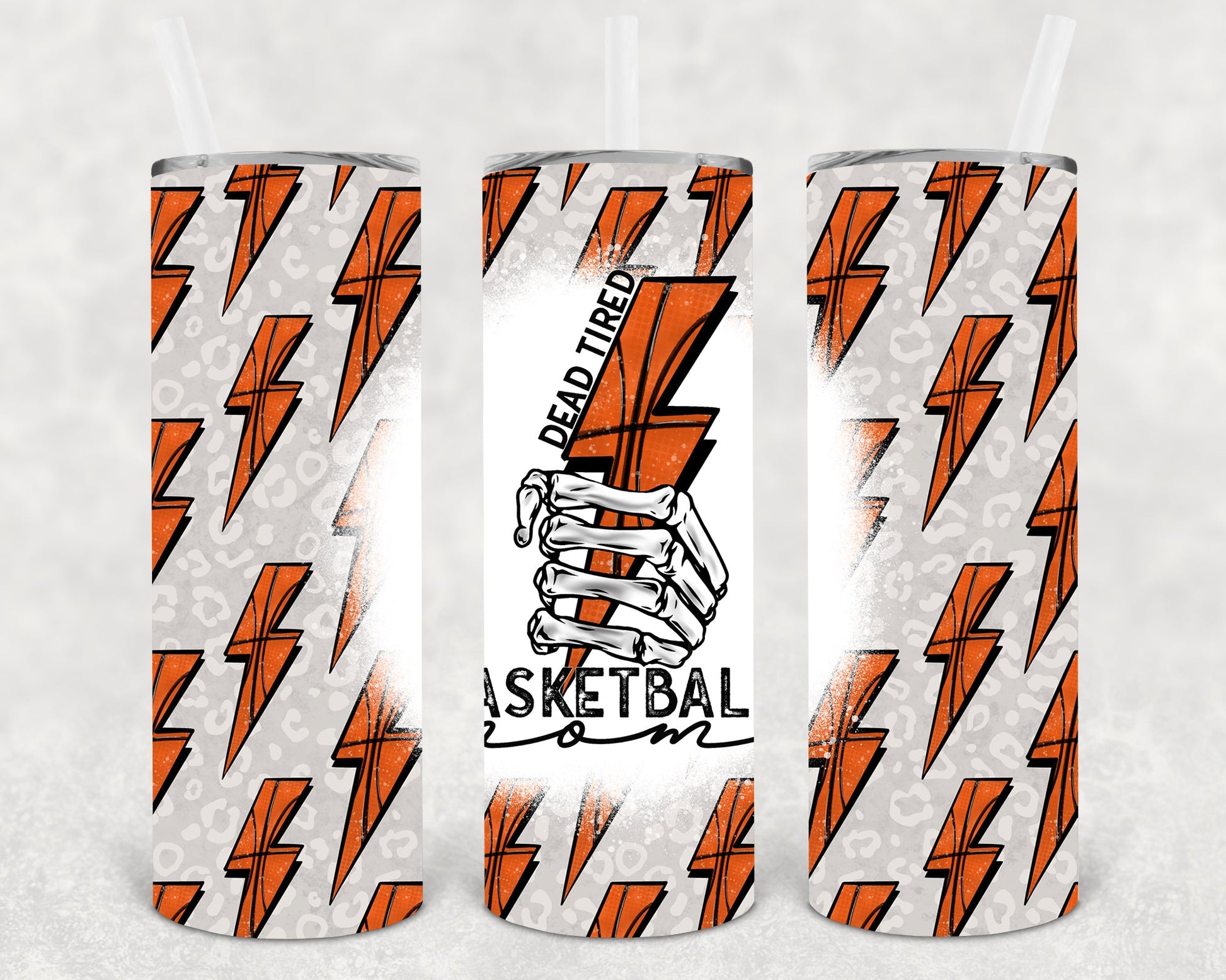 Dead Tired Basketball Mom 20 Oz Skinny Tumbler