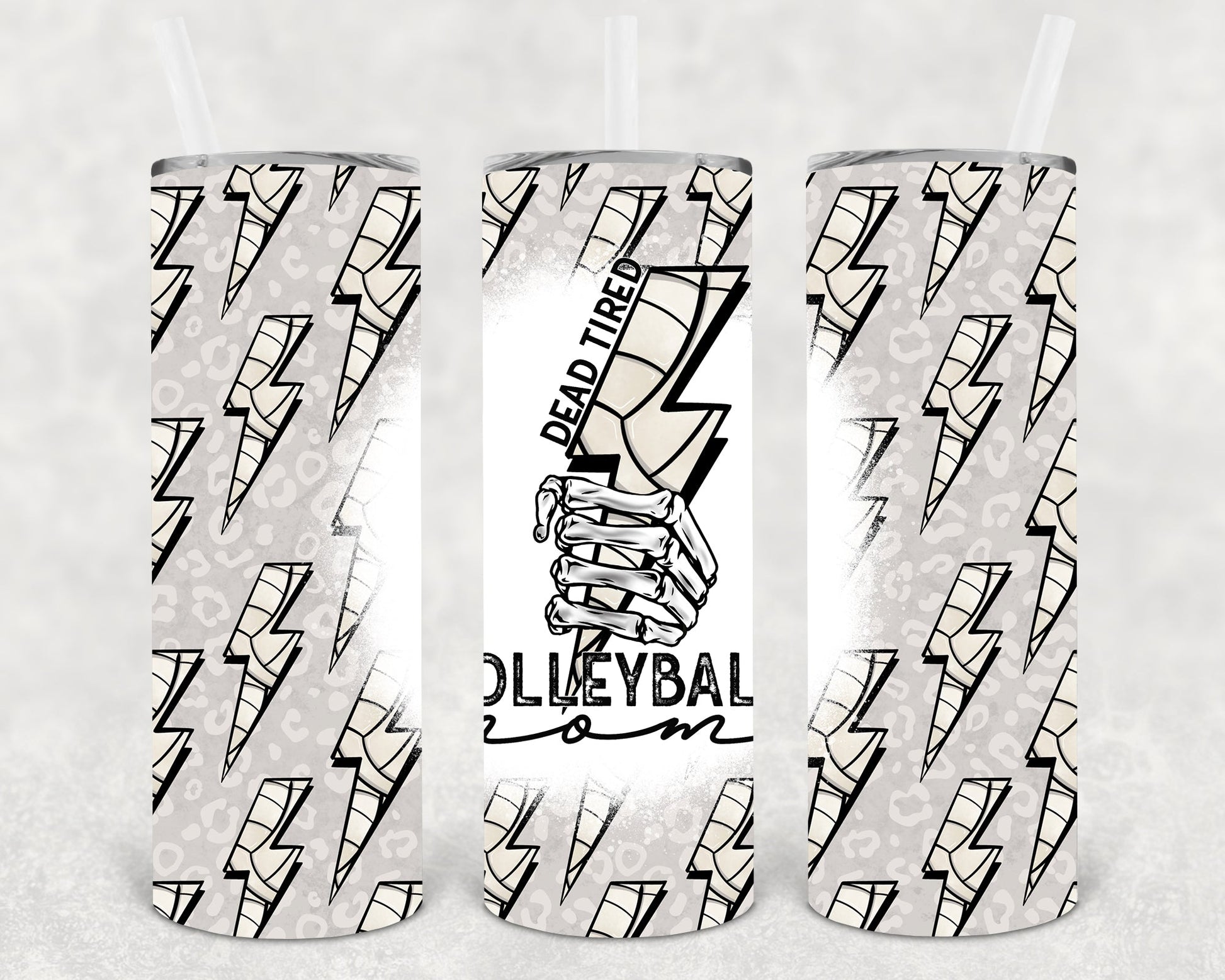 Dead Tired Volleyball Mom 20 Oz Skinny Tumbler