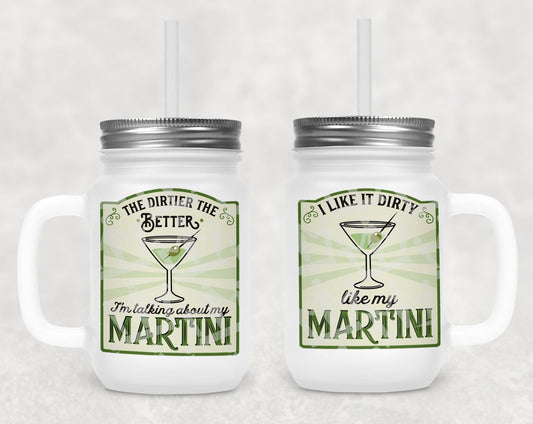 Dirty Martini Frosted Mason Jar