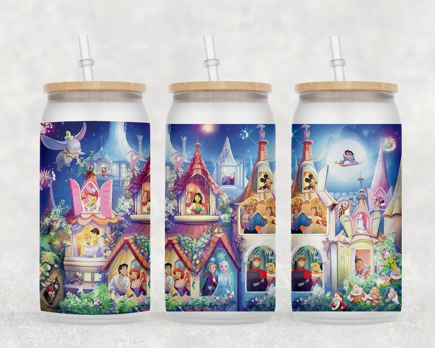 Disney Princesses 16 Oz Glass Can Coffee Mug