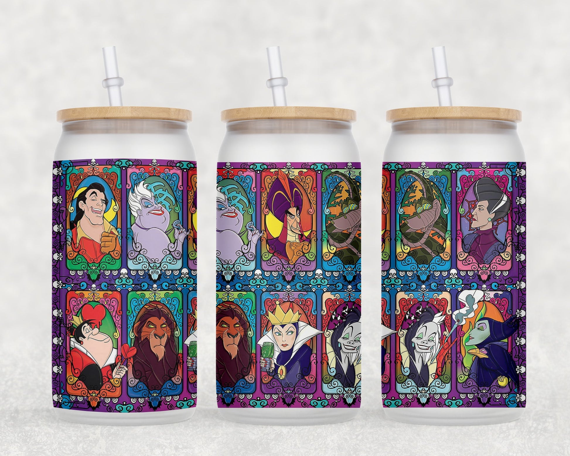 Disney Villains Stained Glass 16 Oz Can Coffee Mug