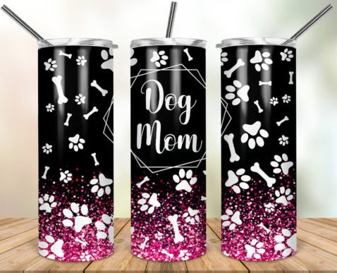 Dog Mom 20 Oz Skinny Tumbler