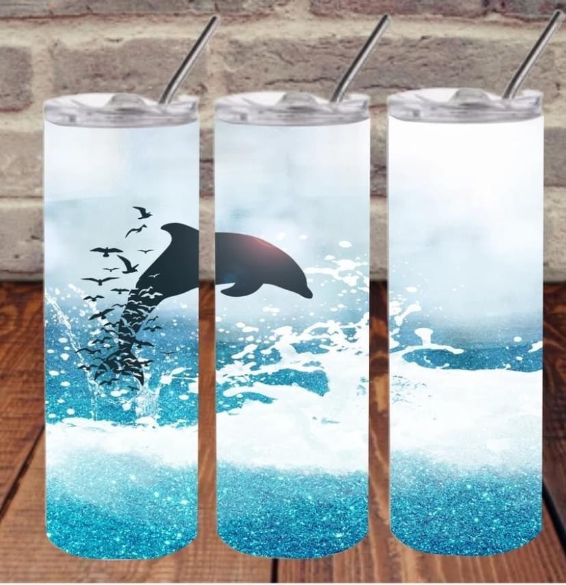 Dolphin 20 Oz Skinny Tumbler