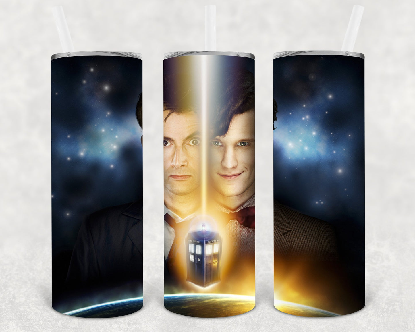 Dr Who Tennant And Smith 20 Oz Skinny Tumbler