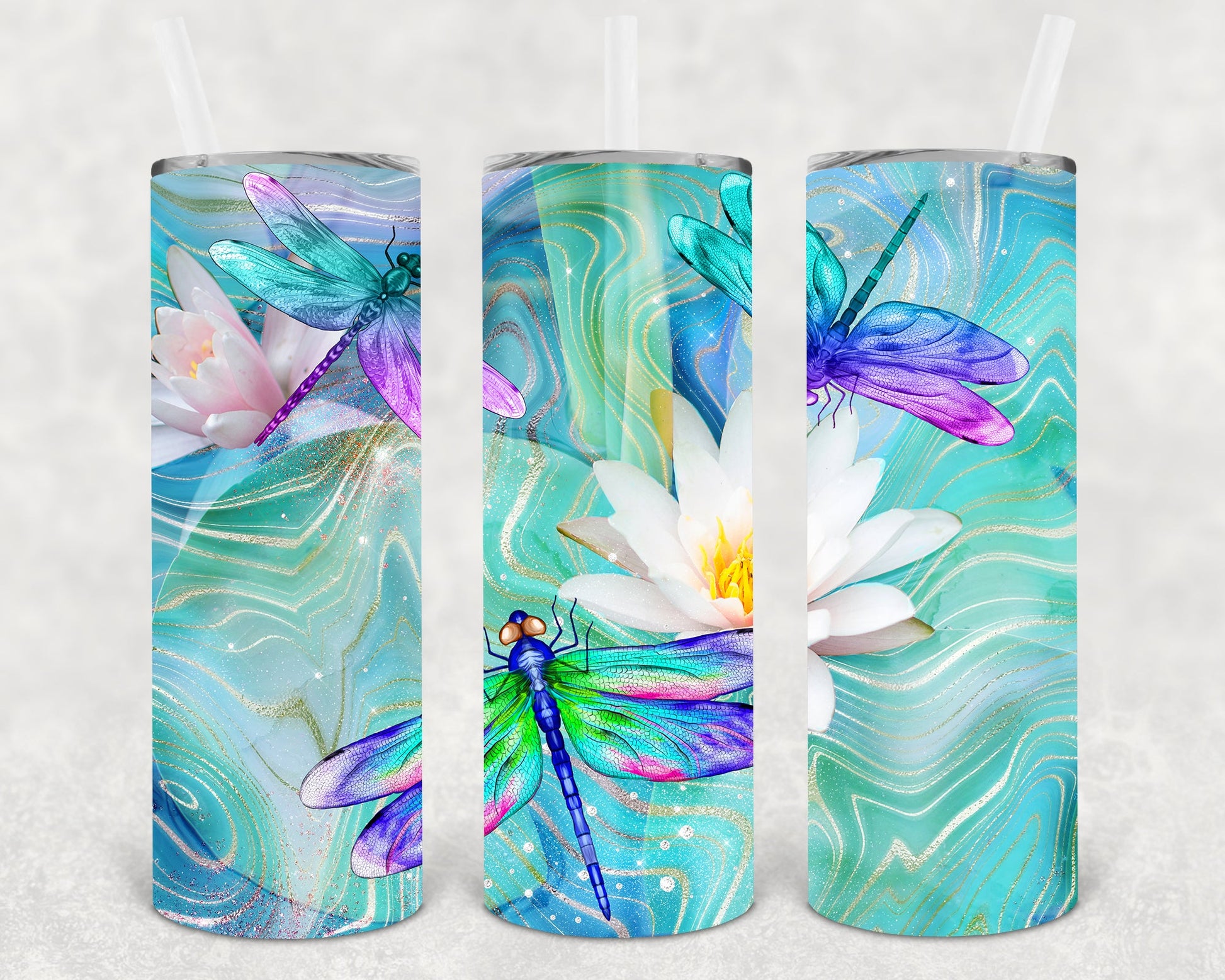 Dragonflies 20 Oz Skinny Tumbler