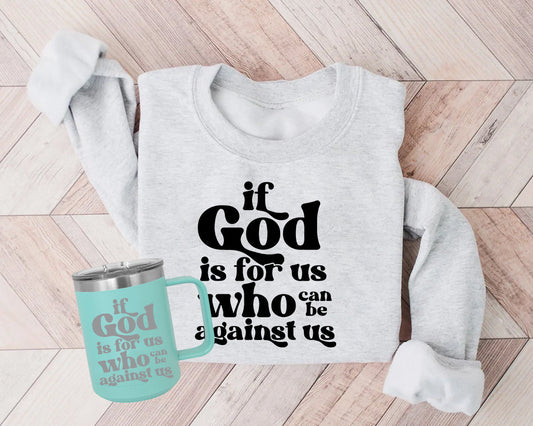 If God Is For Us Who Can Be Against 15 Oz Polar Camel Coffee Mug With Sliding Lid