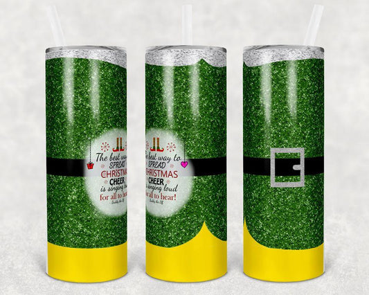 Elf Christmas Cheer 20 Oz Skinny Tumbler