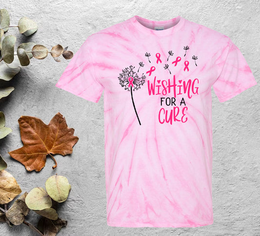 Wishing for a Cure Breast Cancer Awareness Graphic Tee