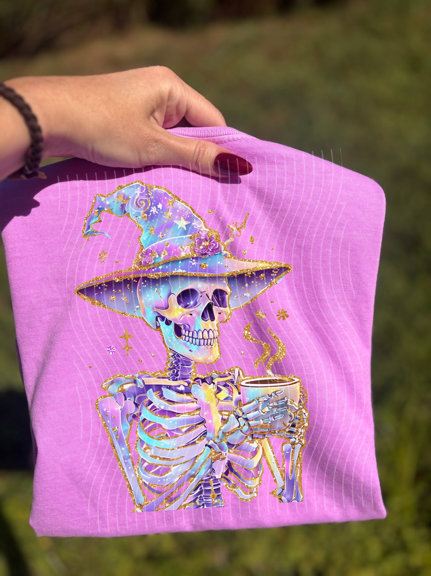 Holographic Coffee Skelly Graphic Tee