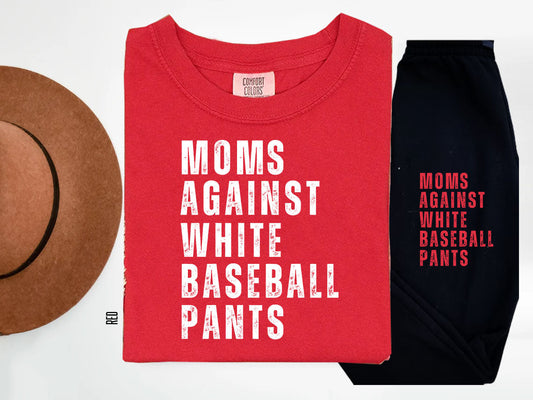 Moms Against White Baseball Pants Graphic Tee Graphic Tee