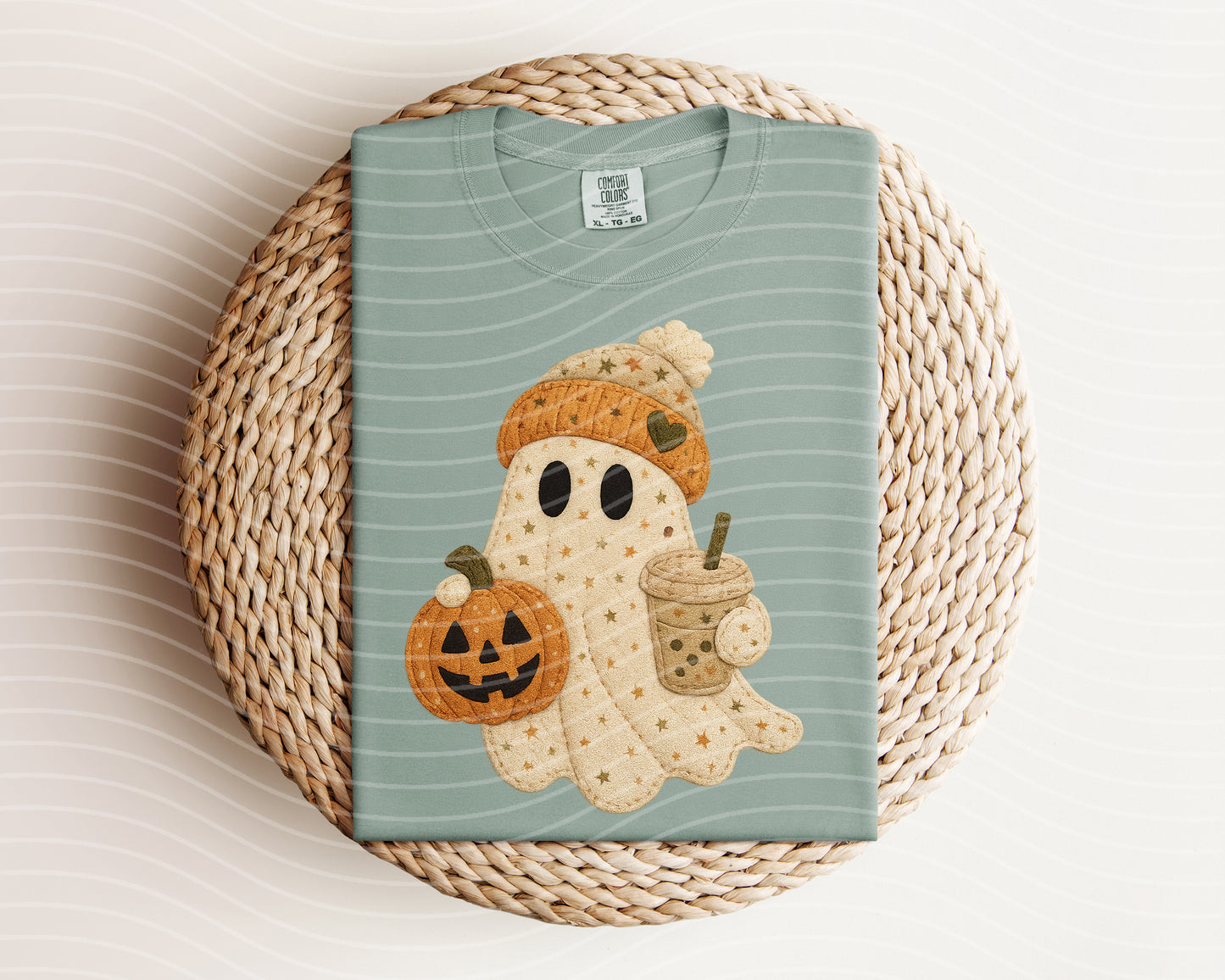 Faux Embroidered Coffee Ghost Graphic Tee