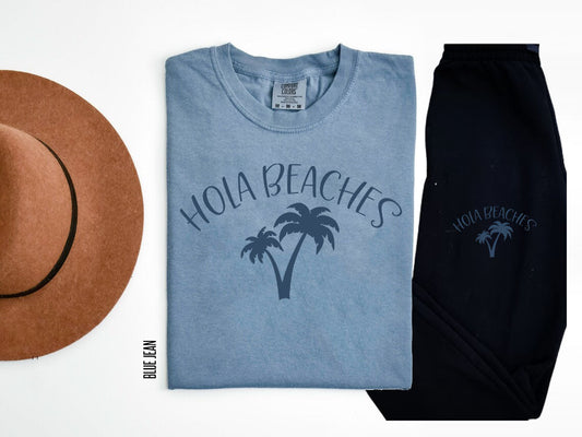 Hola Beaches (Blue Jean Monochromatic) Graphic Tee Graphic Tee