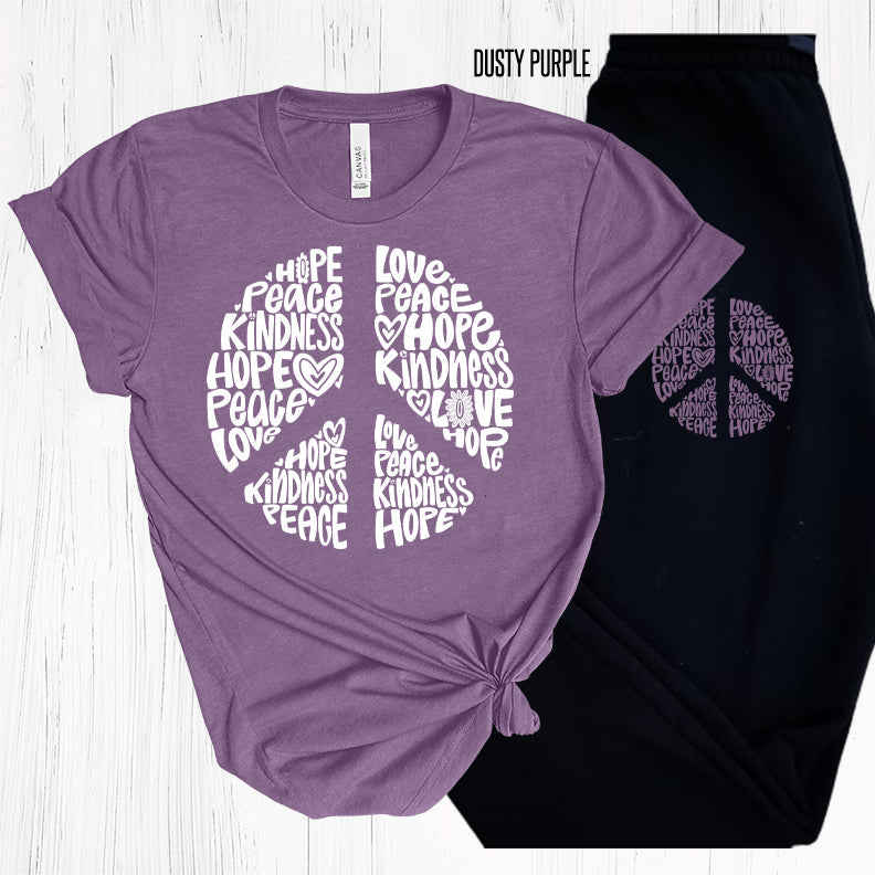 Hope Peace Kindness Love Graphic Tee Graphic Tee