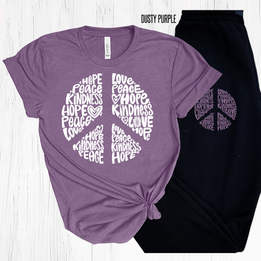Hope Peace Kindness Love Graphic Tee Graphic Tee