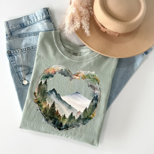 Mountains Heart Graphic Tee