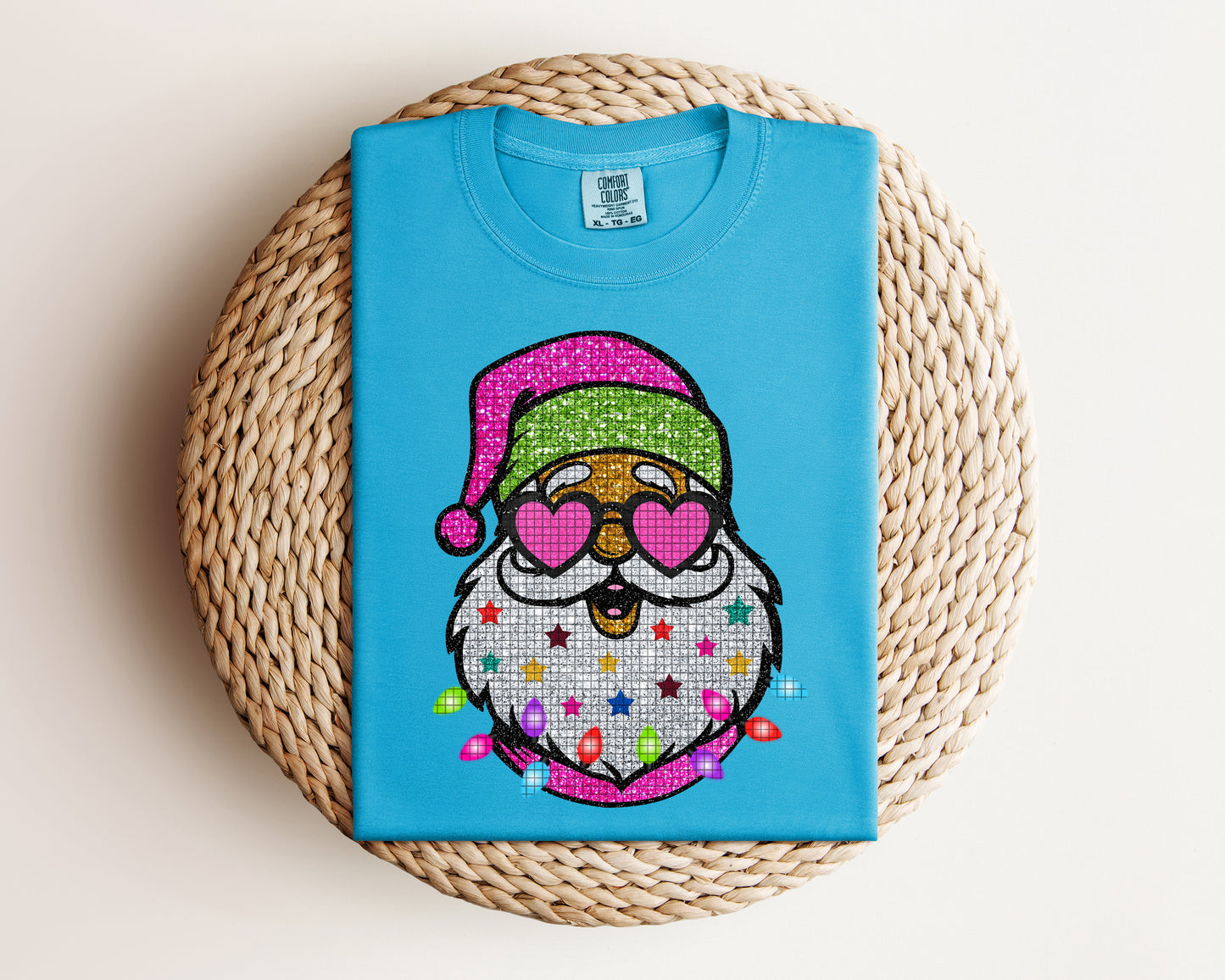 Faux Glitter Santa Graphic Tee