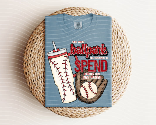 At the Ballpark is Where I Spend Most of My Days Baseball Graphic Tee