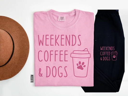 Weekends Coffee & Dogs (Blossom Monochromatic) Graphic Tee Graphic Tee