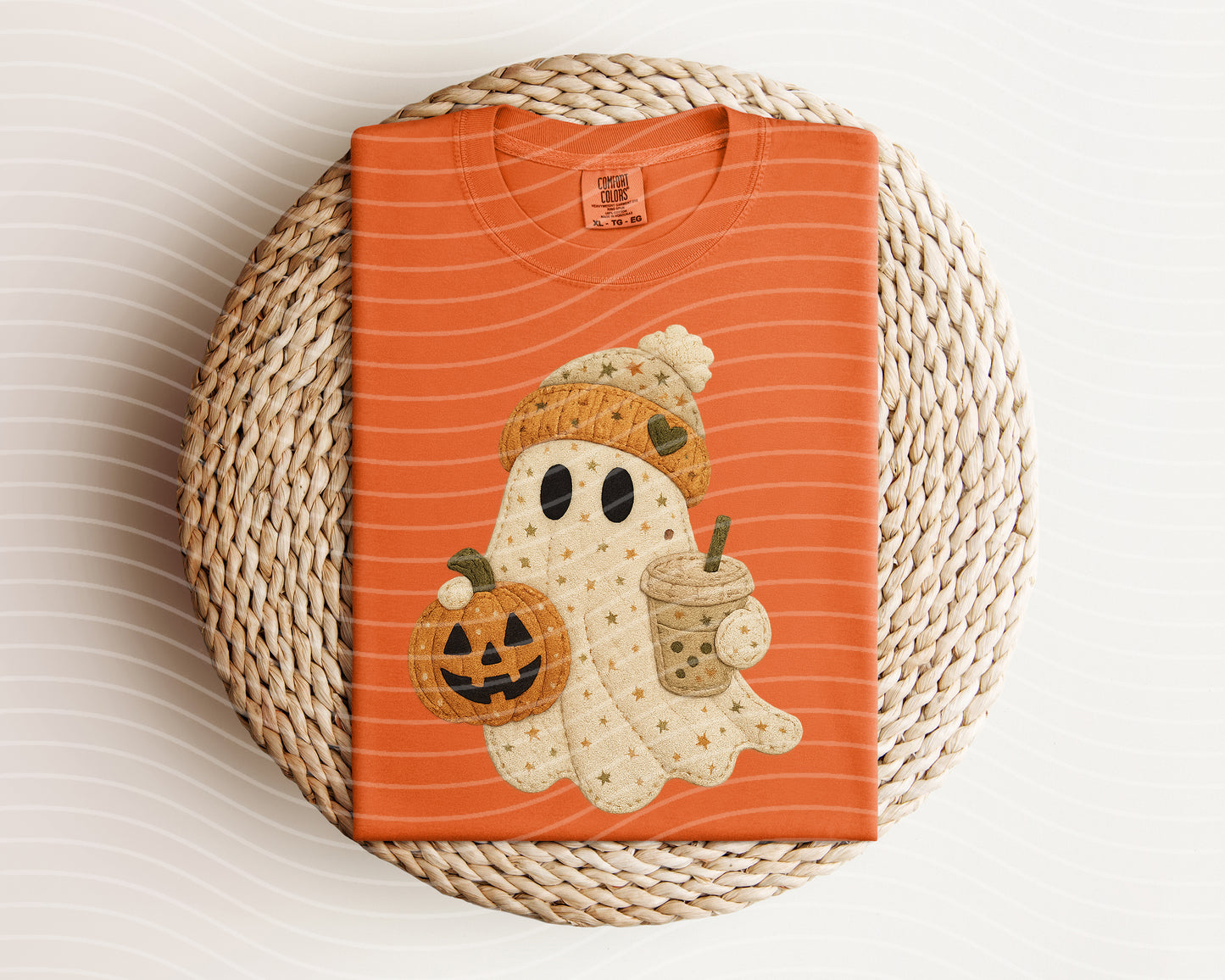 Faux Embroidered Coffee Ghost Graphic Tee