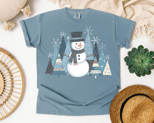 Blue Snowman Graphic Tee