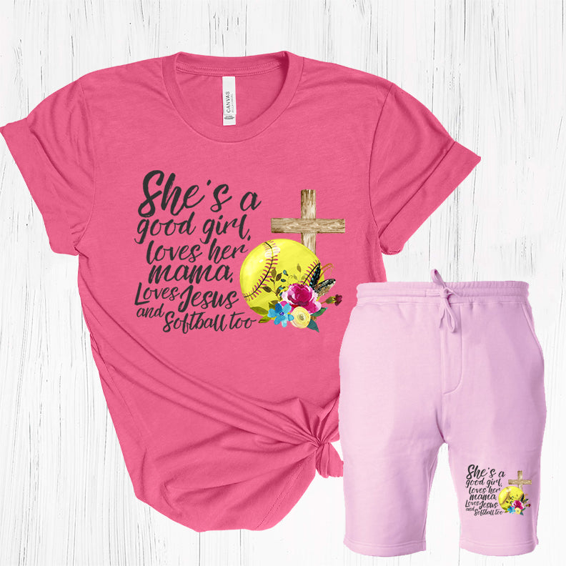 Shes A Good Girl Loves Her Mama Softball Graphic Tee Graphic Tee