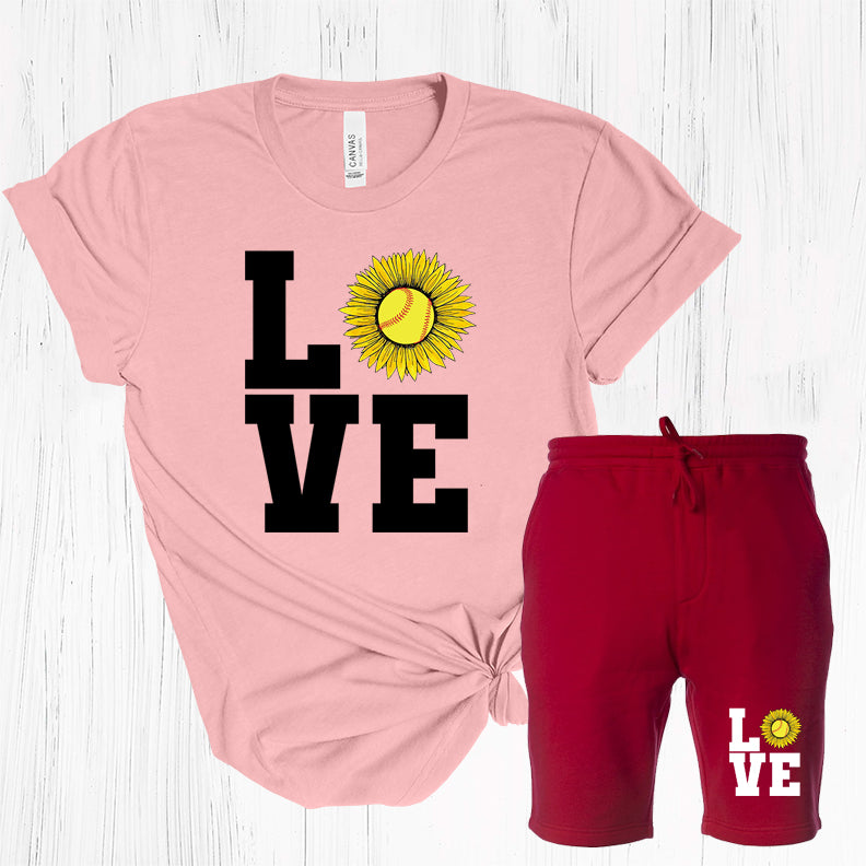Softball Love Sunflower Graphic Tee Graphic Tee